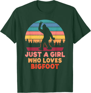 Just a Girl Who Loves Bigfoot Girls Big Foot Sasquatch T-Shirt - T-Shirt | Forest