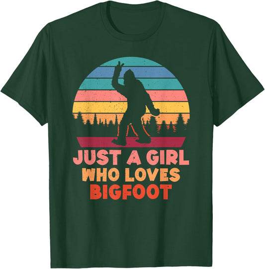 Just a Girl Who Loves Bigfoot Girls Big Foot Sasquatch T-Shirt - T-Shirt | Forest