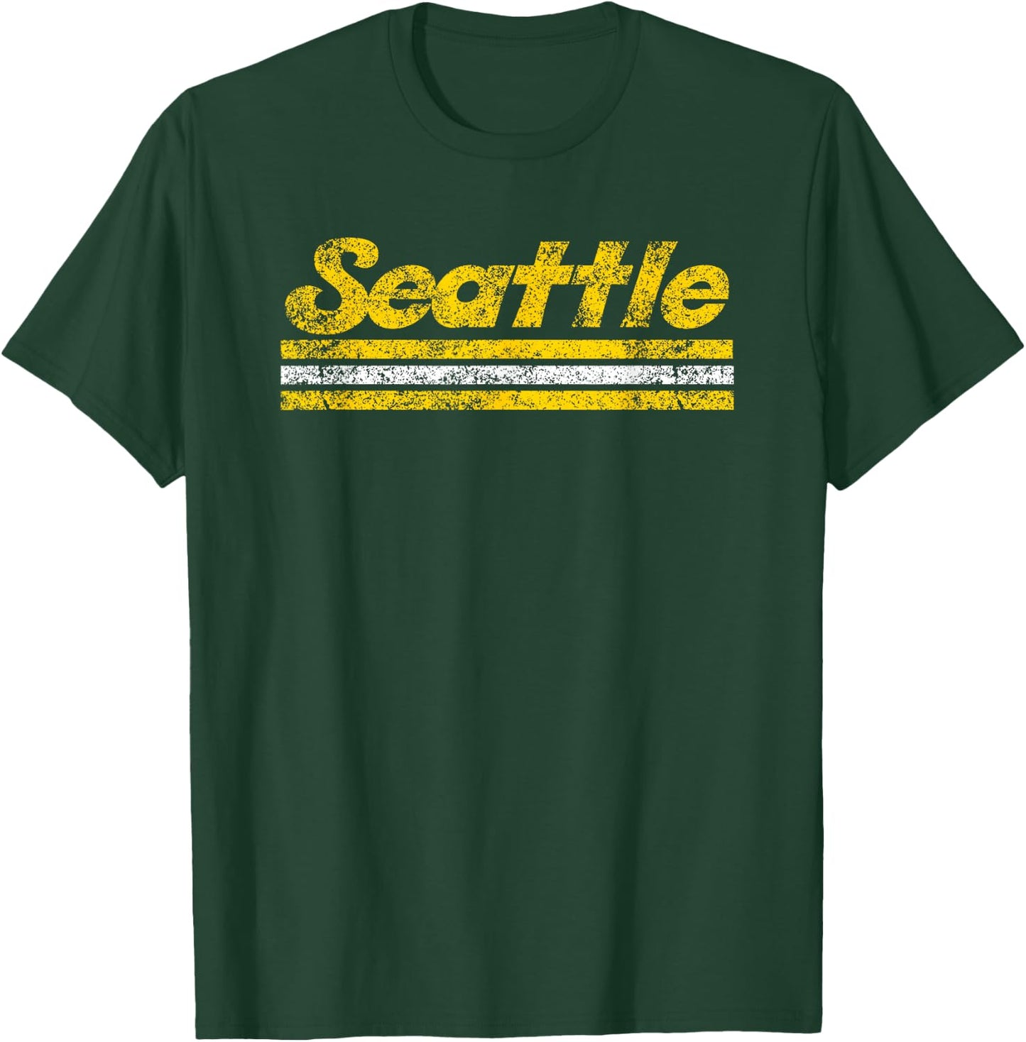 Seattle Washington Retro Vintage Weathered Stripe Throwback T-Shirt - T-Shirt | Forest