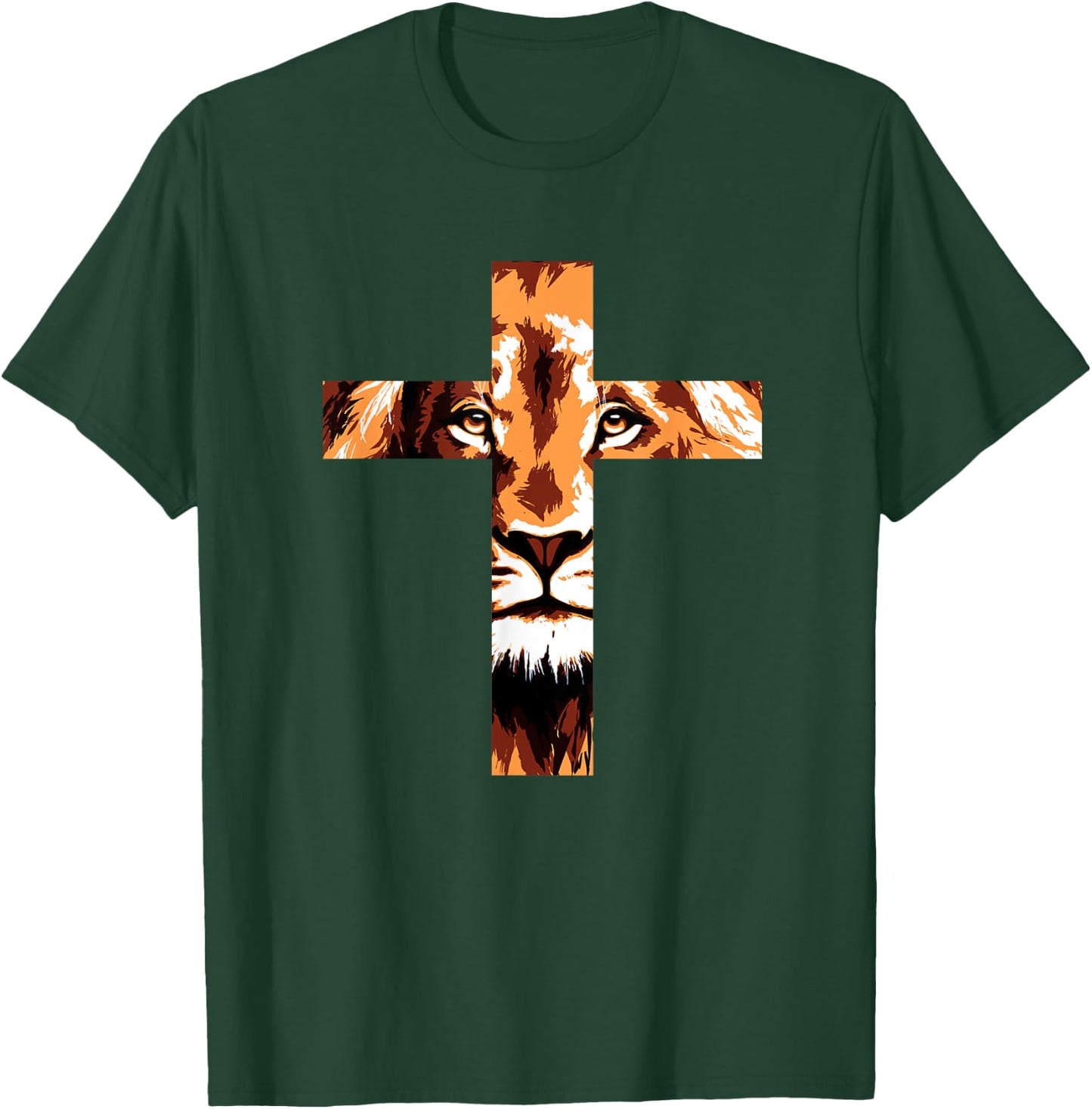 Chirstian Cross Lion Judah Jesus God Faith T-Shirt - T-Shirt | Forest
