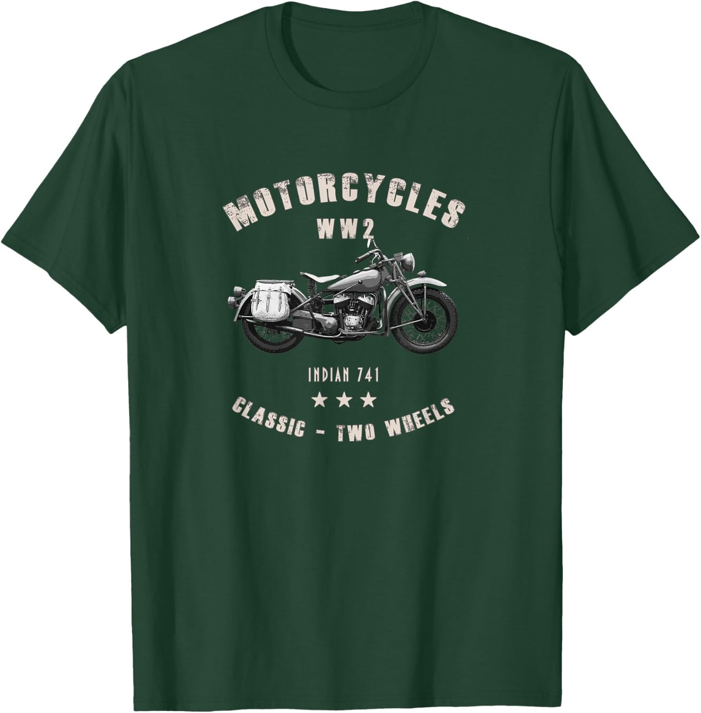 Indian 741 Classic Motorcycle WW2 T-Shirt - T-Shirt | Forest