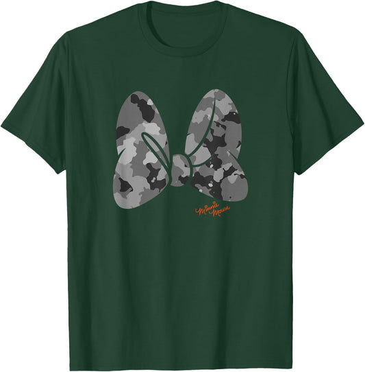 Disney Minnie Mouse Classic Camouflage Bow & Autograph T-Shirt - T-Shirt | Forest