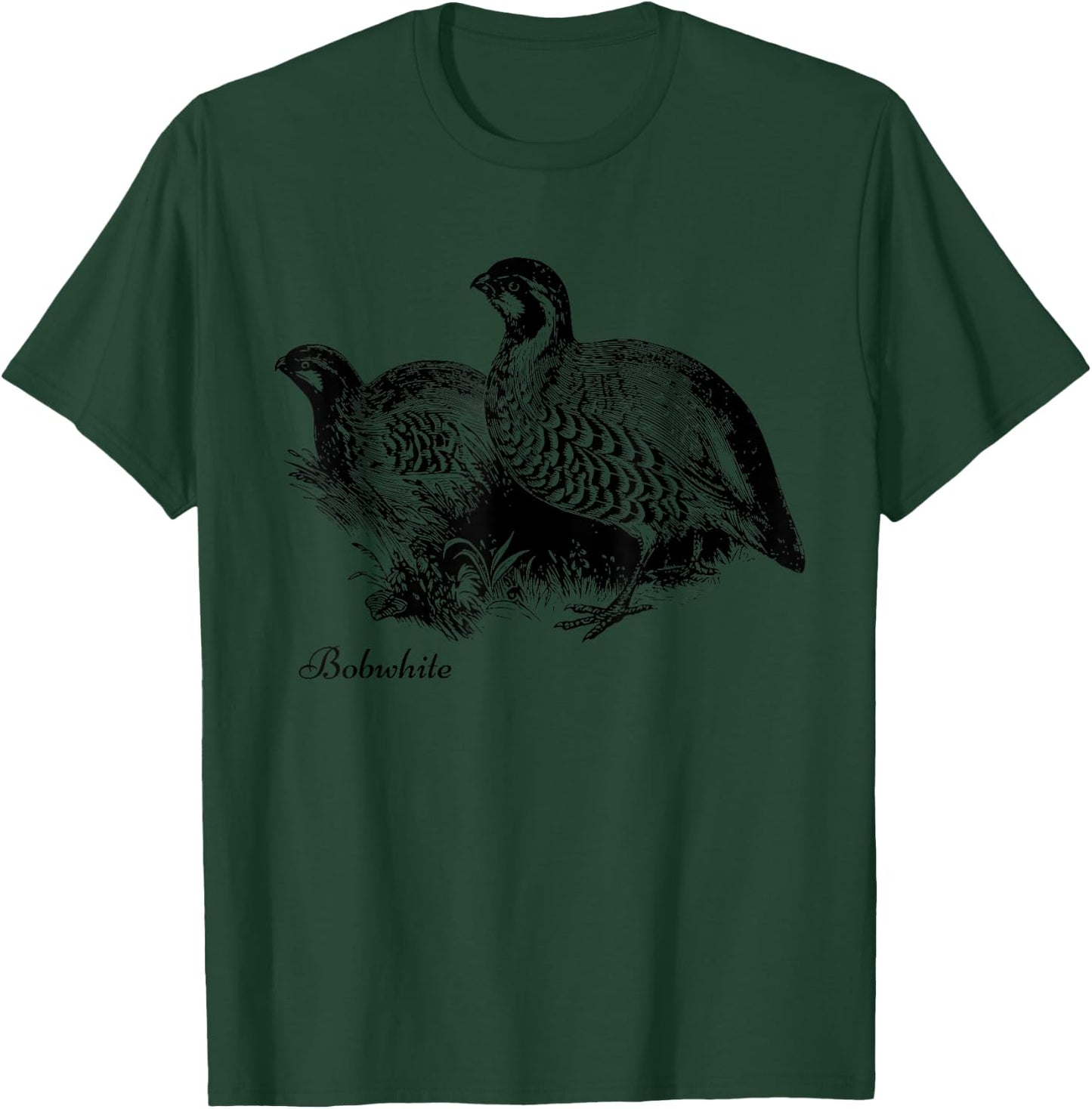 Bird Birder & Birding Apparel Company Bobwhite Northern Bobwhite Quail - Grey, -Adults, Small, Short Sleeve, Classic Fit, Cotton T-Shirt - T-Shirt | Forest
