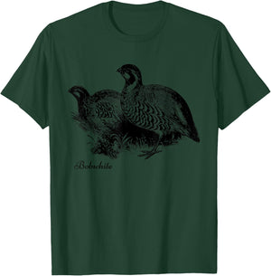 Bird Birder & Birding Apparel Company Bobwhite Northern Bobwhite Quail - Grey, -Adults, Small, Short Sleeve, Classic Fit, Cotton T-Shirt - T-Shirt | Forest