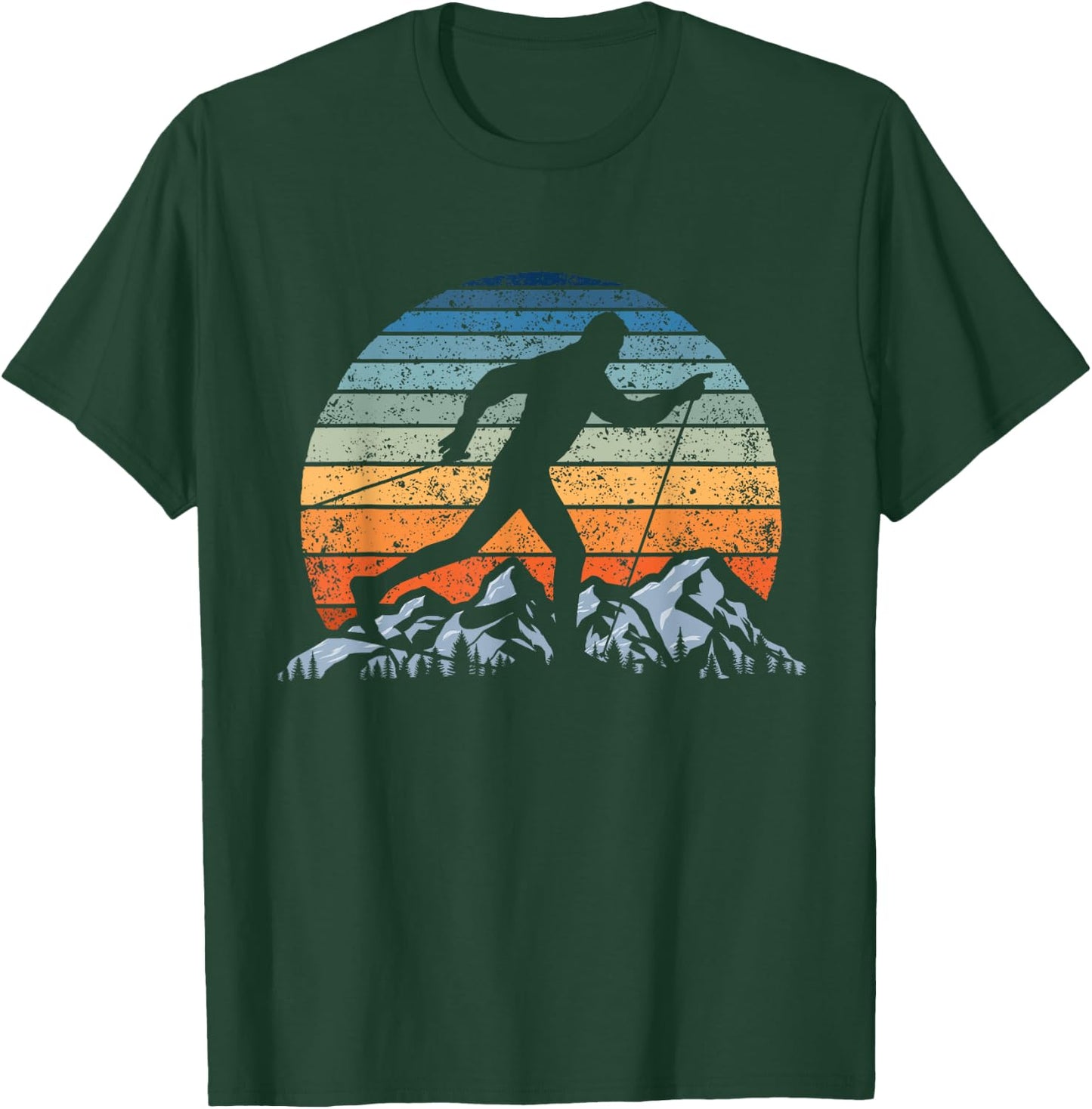 Winter Sports Vintage Sunset Cross-Country Skiing T-Shirt - T-Shirt | Forest