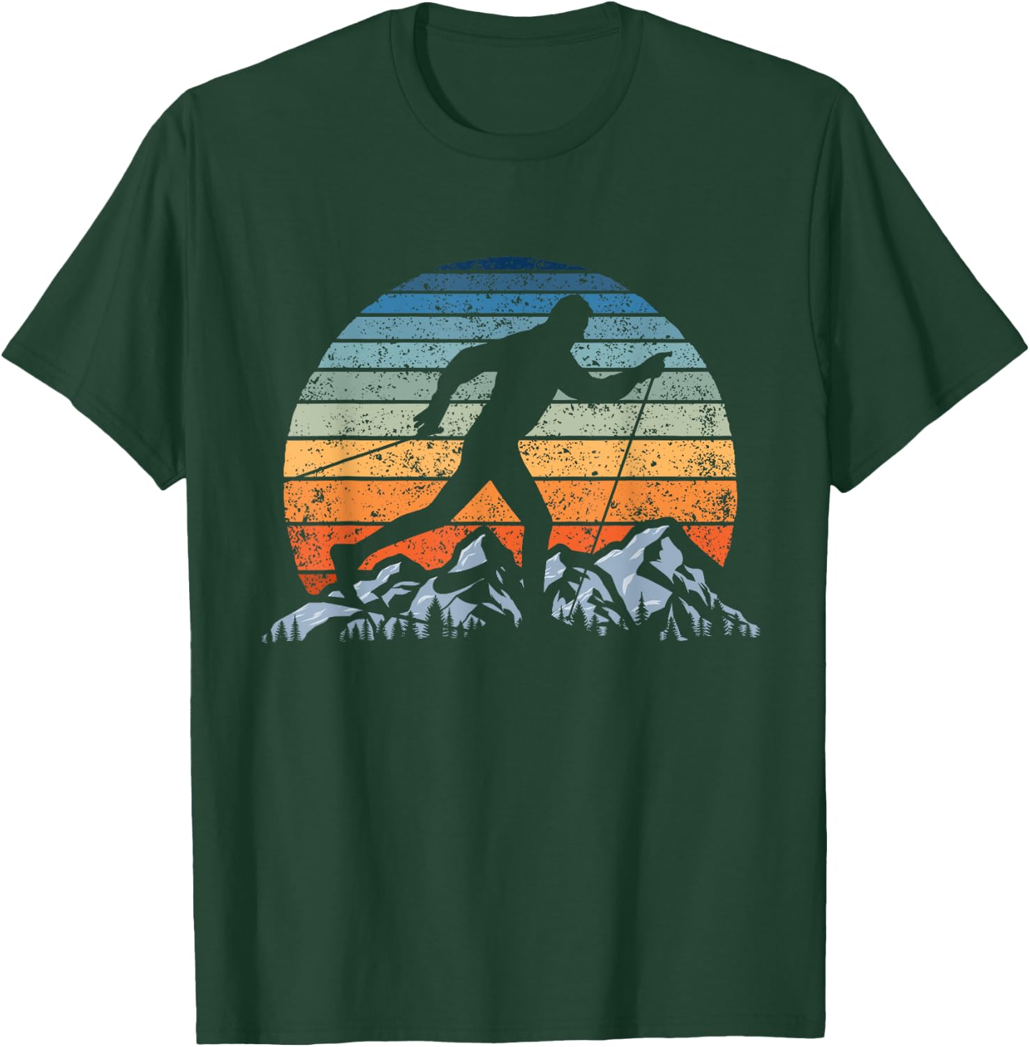 Winter Sports Vintage Sunset Cross-Country Skiing T-Shirt - T-Shirt | Forest