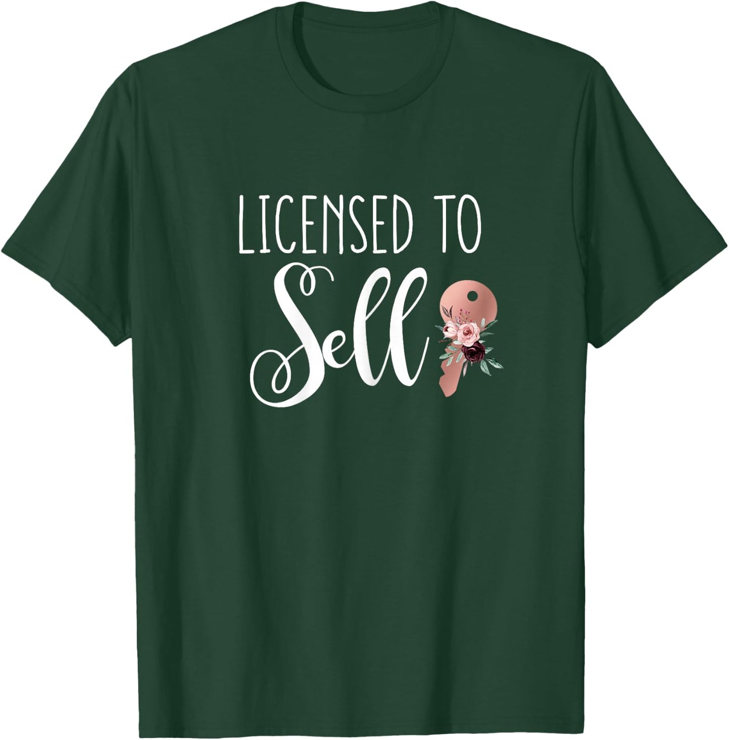 Licensed to Sell Floral Key for New Real Estate Agent Women T-Shirt - T-Shirt | Forest