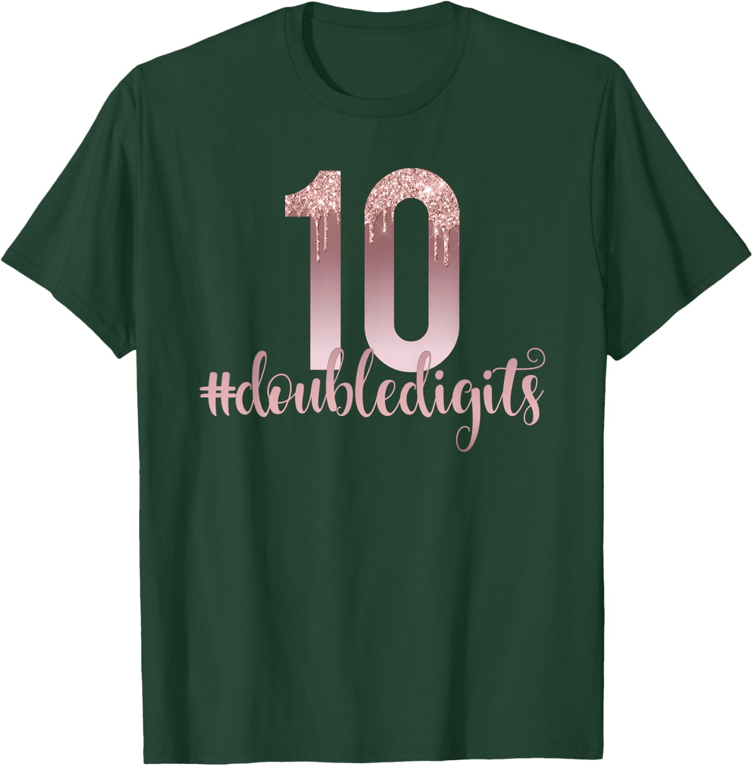 10th Birthday Two Digit Girl Ten Dripping Rose T-Shirt - T-Shirt | Forest