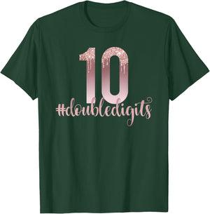 10th Birthday Two Digit Girl Ten Dripping Rose T-Shirt - T-Shirt | Forest