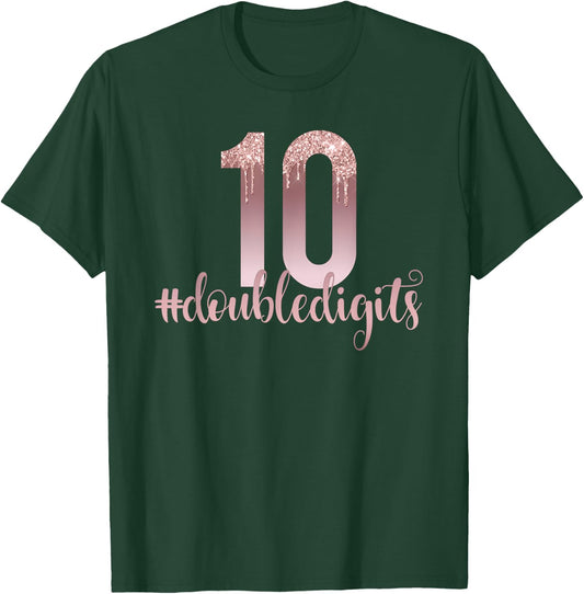 10th Birthday Two Digit Girl Ten Dripping Rose T-Shirt - T-Shirt | Forest