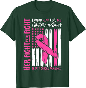 Breast Cancer American Flag Wear Pink For My Sister In Law T-Shirt - T-Shirt | Forest