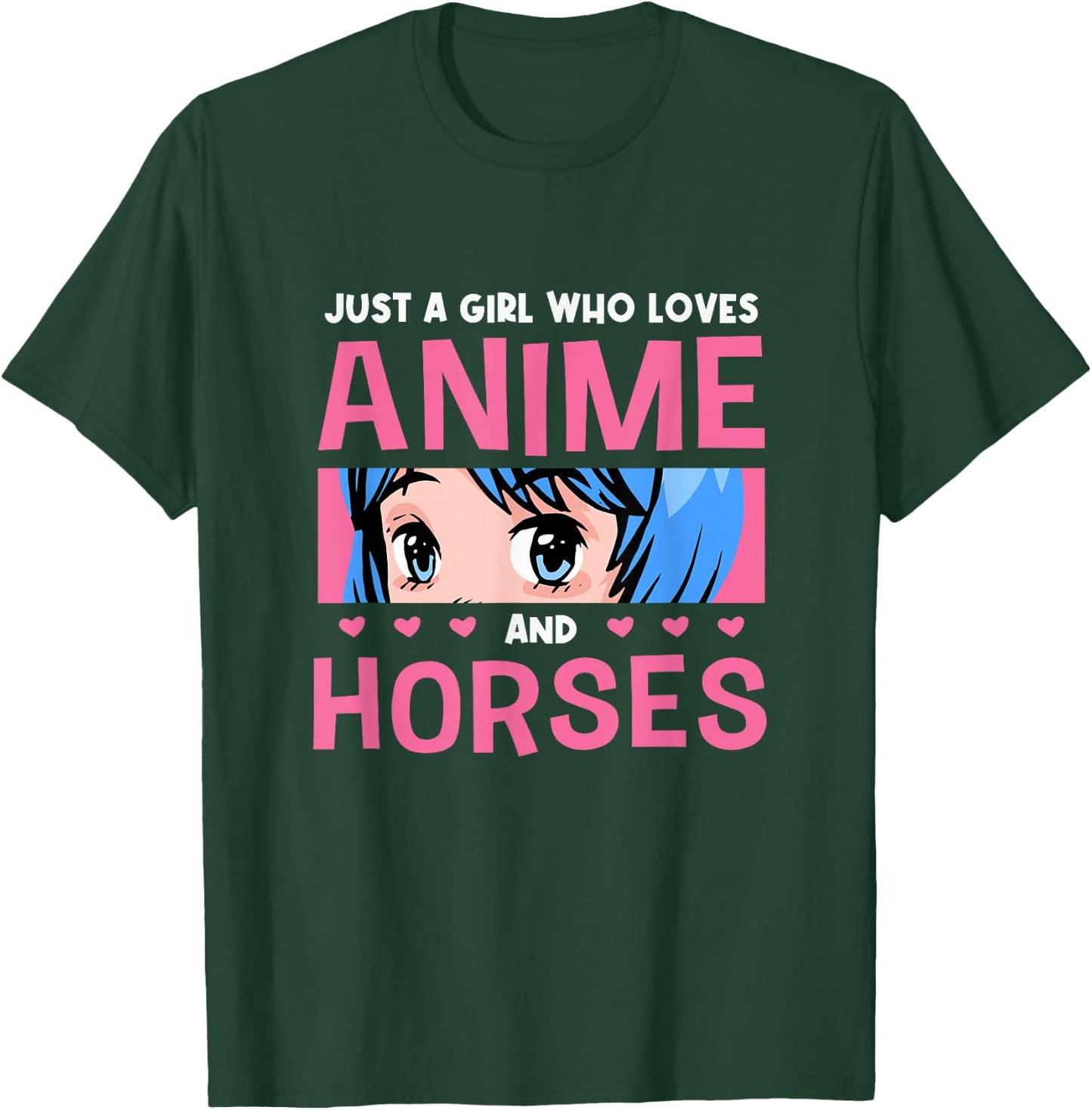 Girl Who Loves Anime And Horses Anime Lover Horse Lover T-Shirt - T-Shirt | Forest