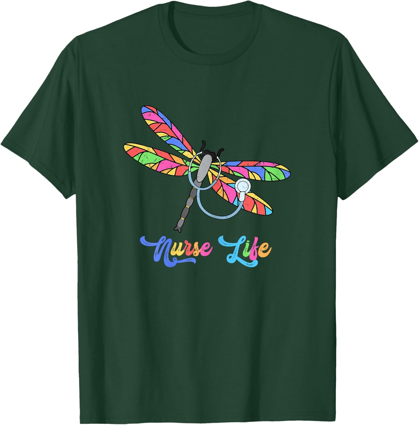 Colorful dragonfly Nurse life T-Shirt - T-Shirt | Forest