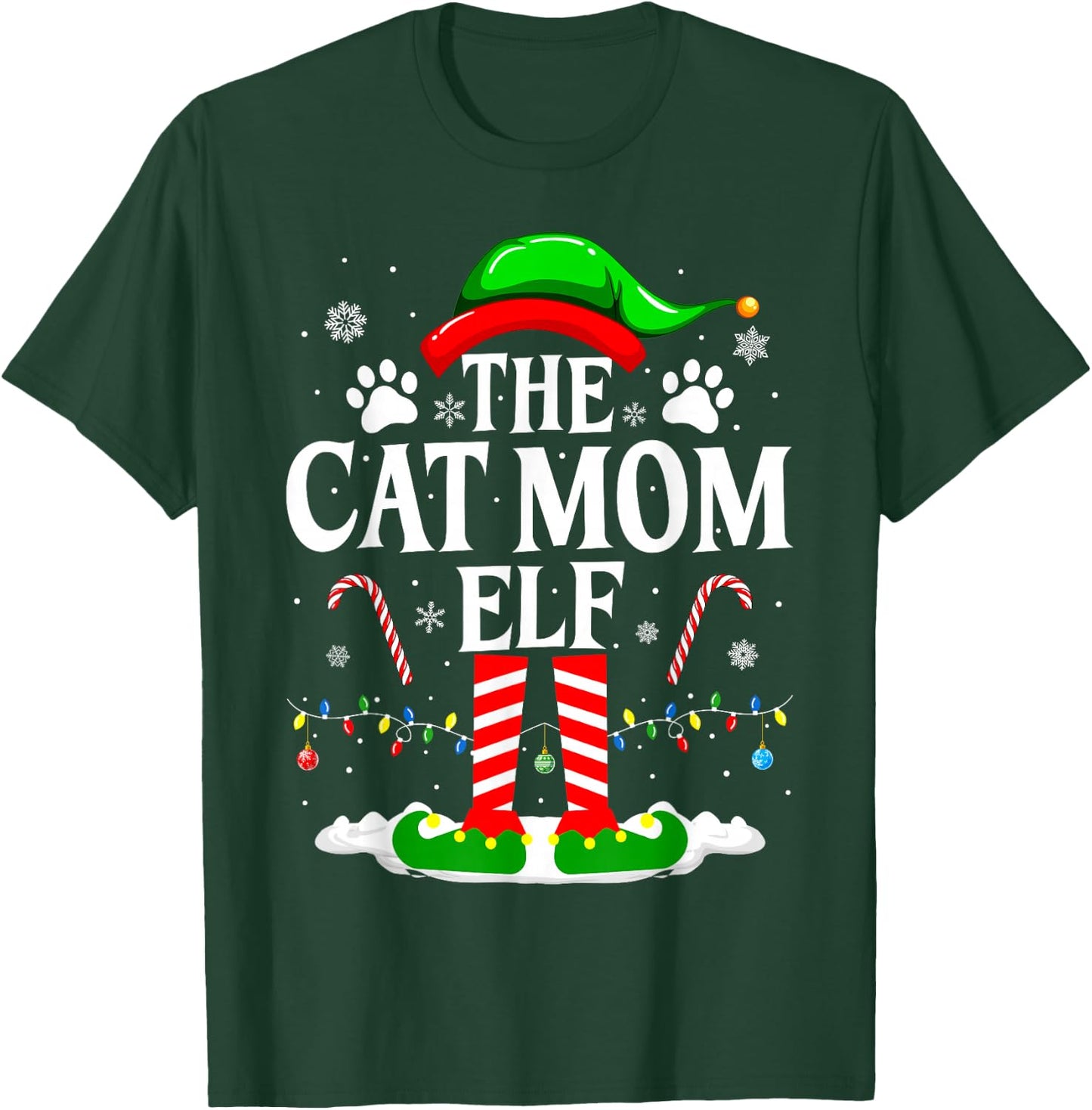 The Cat Mom Elf Xmas Funny Cats lover Christmas Cat Mom T-Shirt - T-Shirt | Forest