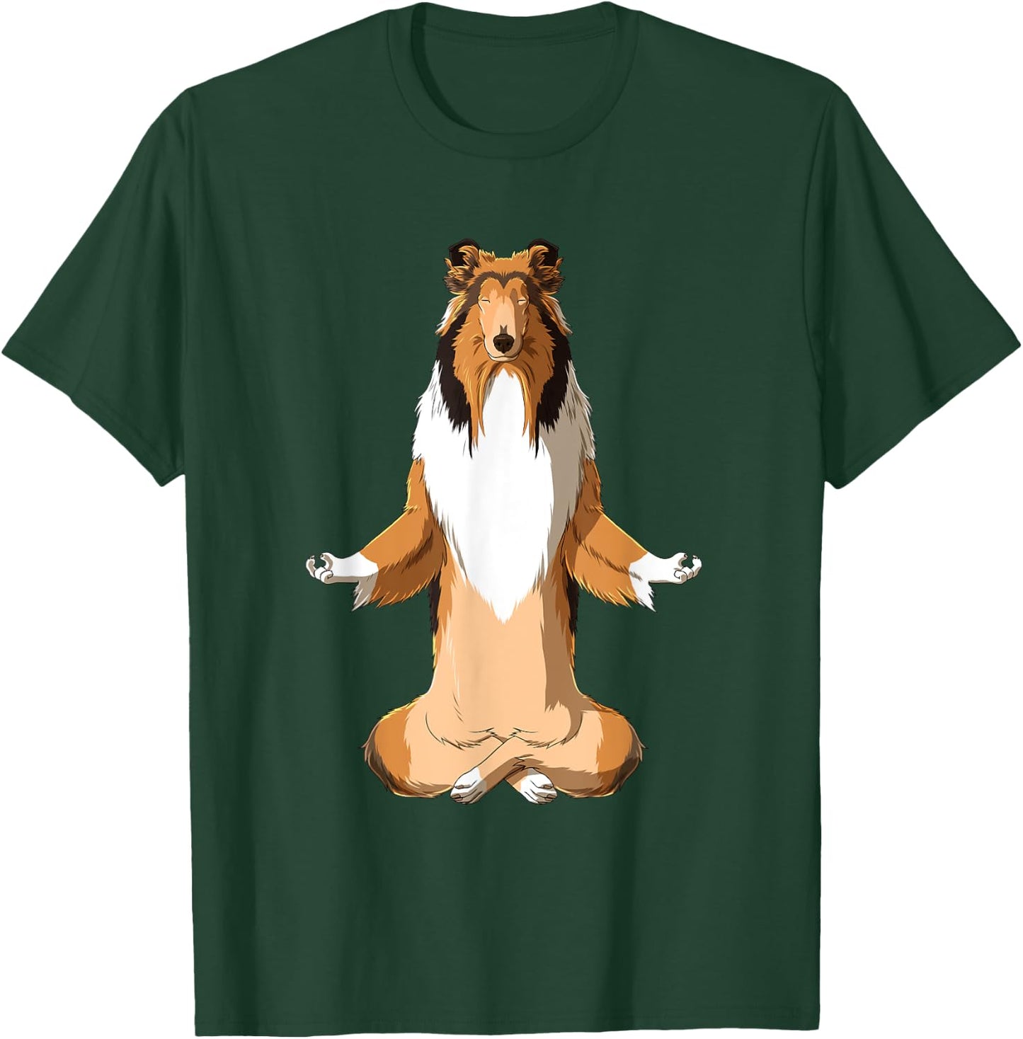 Yoga Collie Dog Long Hair Collie Men Women Girls Kids T-Shirt - T-Shirt | Forest