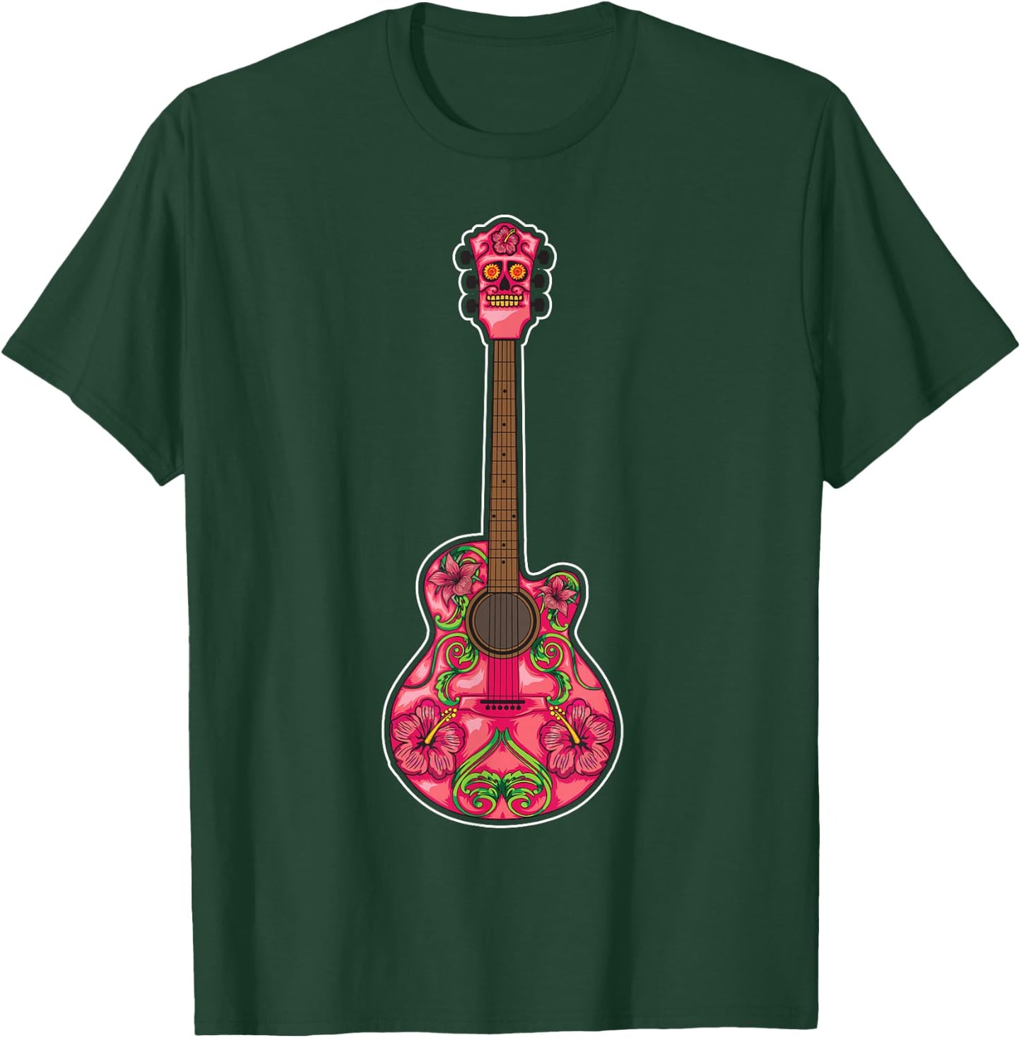 Guitar Sugar Skull Decoration | Guitarists Funny Music Gift T-Shirt - T-Shirt | Forest