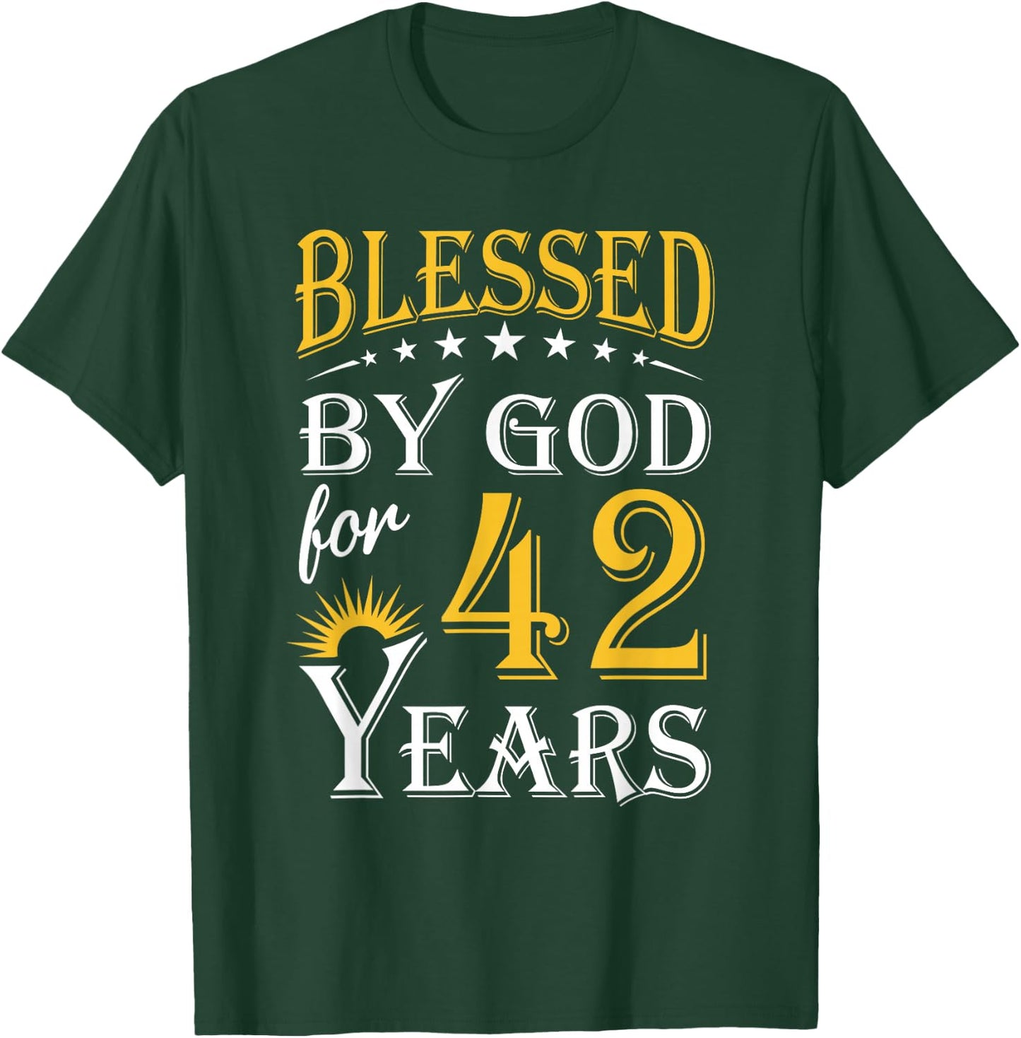 Vintage Blessed by God for 42 years Happy 42nd Birthday T-Shirt - T-Shirt | Forest