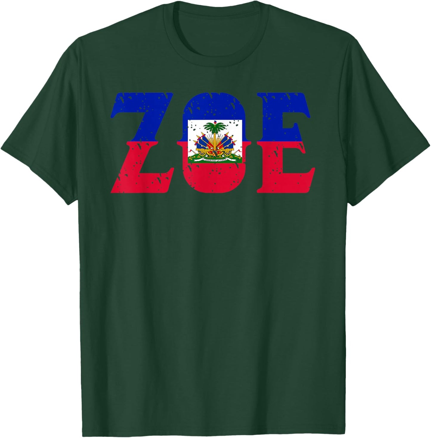 Zoe | Cute Haiti Honored Flag Day Gift T-Shirt - T-Shirt | Forest