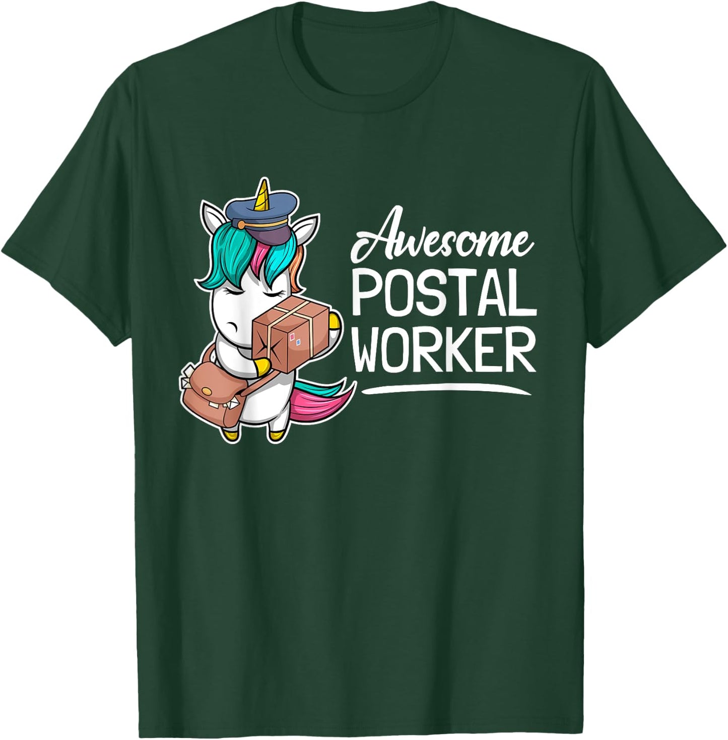 Funny Postal Worker Mailman I Awesome Unicorn Postman T-Shirt - T-Shirt | Forest