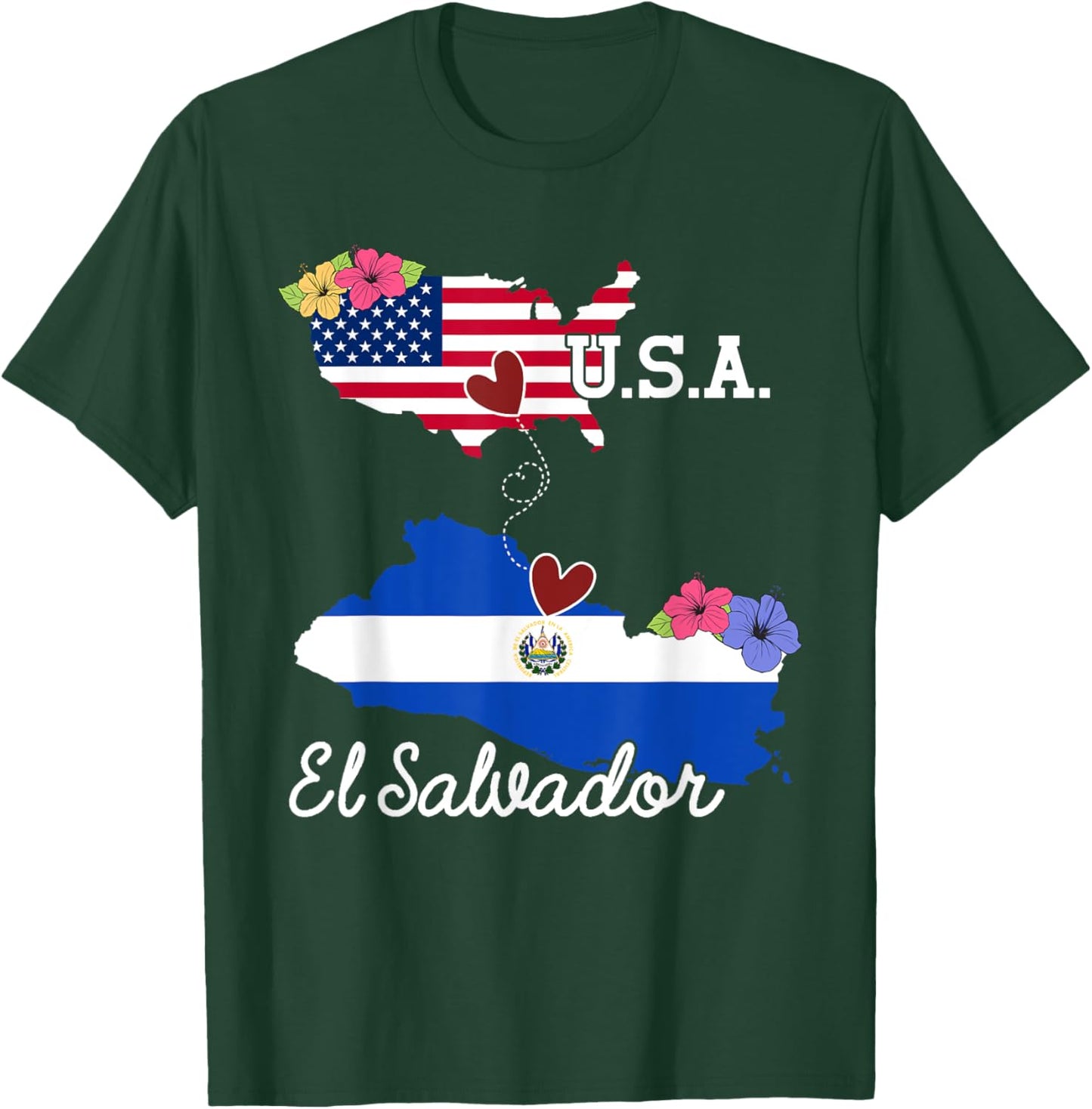 El Salvador USA American Flag Salvadorian El Salvador Flag Men T-Shirt - T-Shirt | Forest
