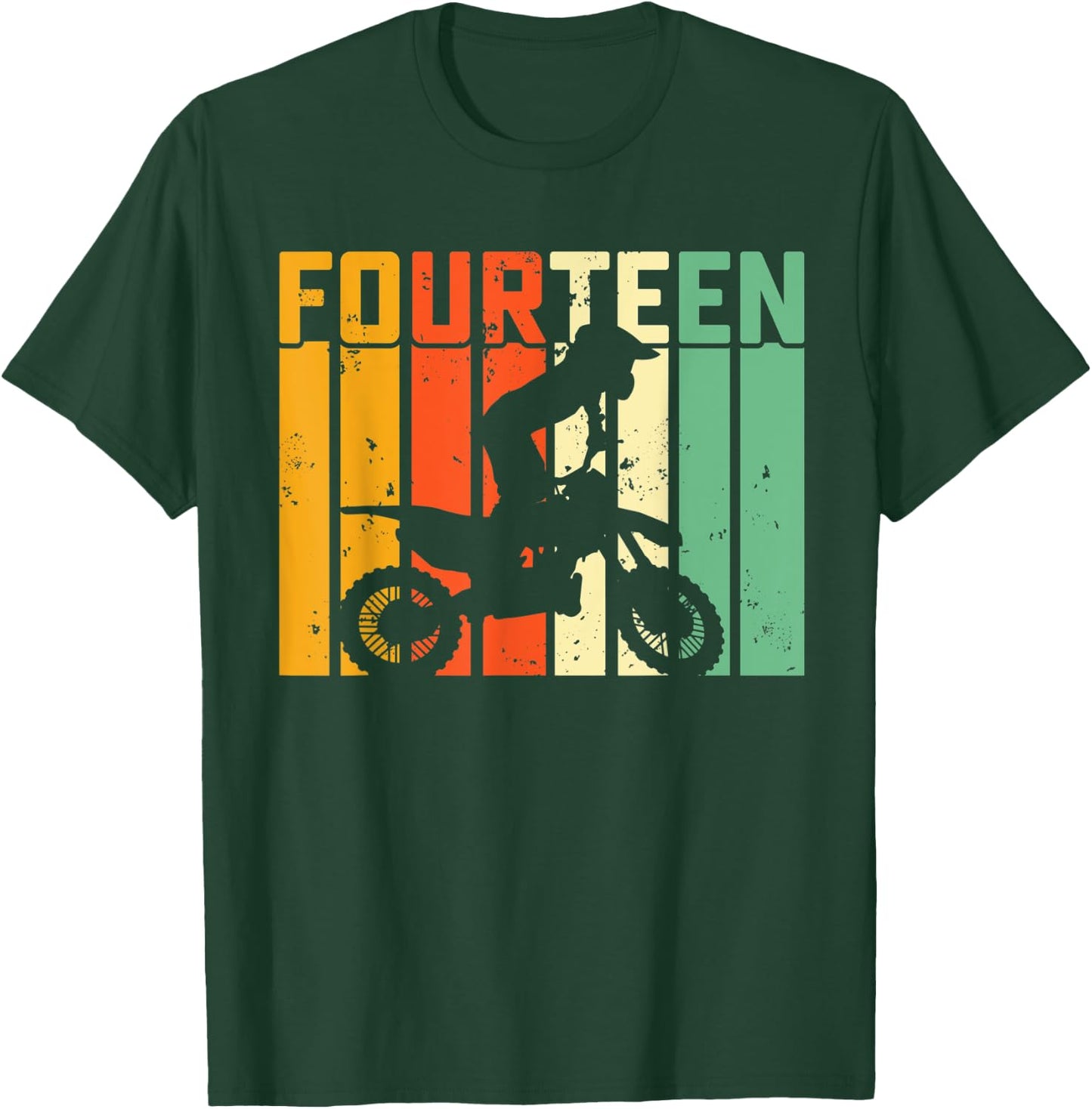 14th Birthday Motocross Turning 14 Dirtbiking Boys Dirt Bike T-Shirt - T-Shirt | Forest