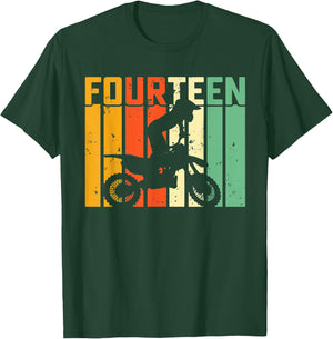 14th Birthday Motocross Turning 14 Dirtbiking Boys Dirt Bike T-Shirt - T-Shirt | Forest