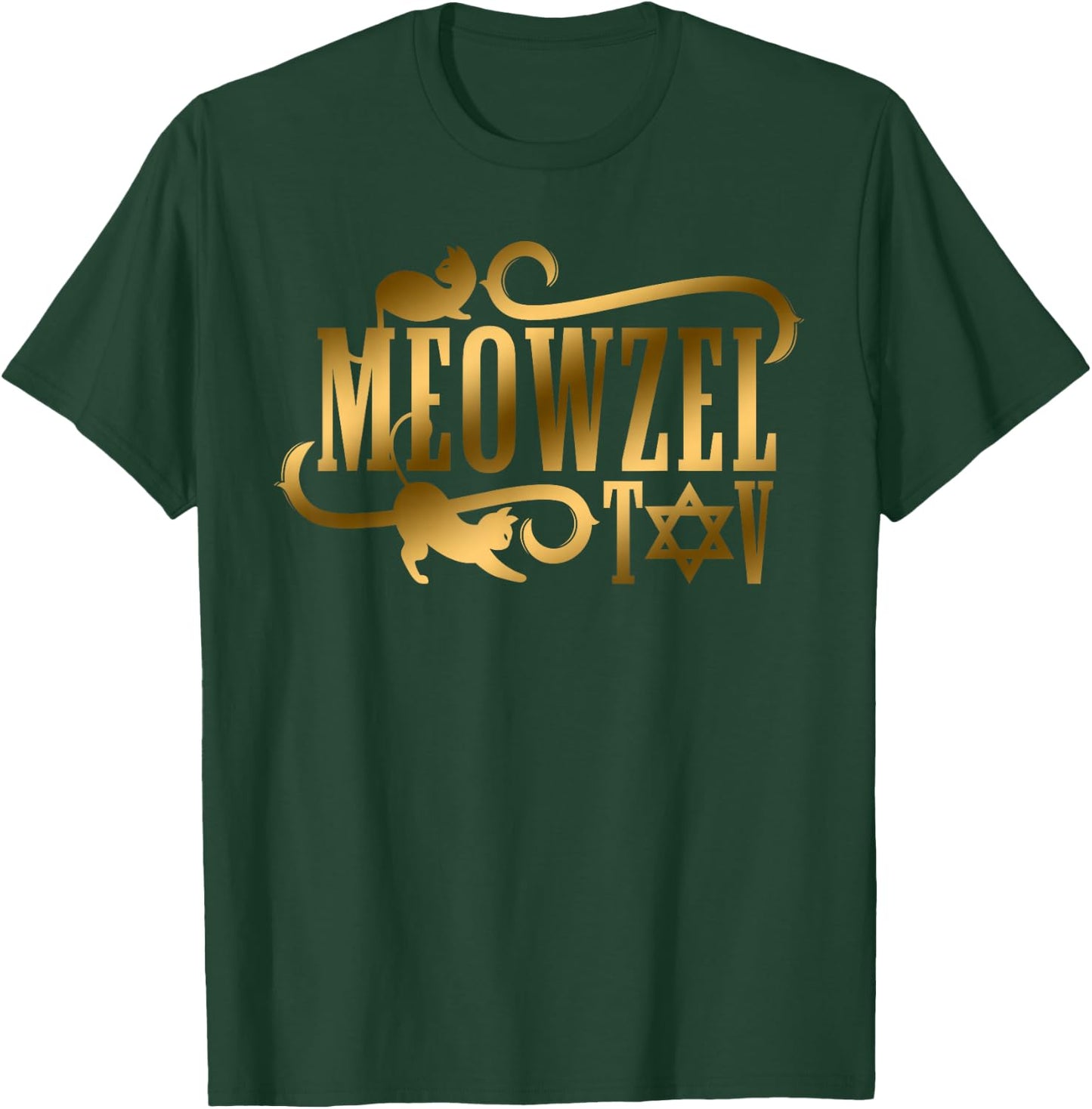 Funny Meowzel Tov Jewish Cat Lover Bar Bat Mitzvah Wedding T-Shirt - T-Shirt | Forest