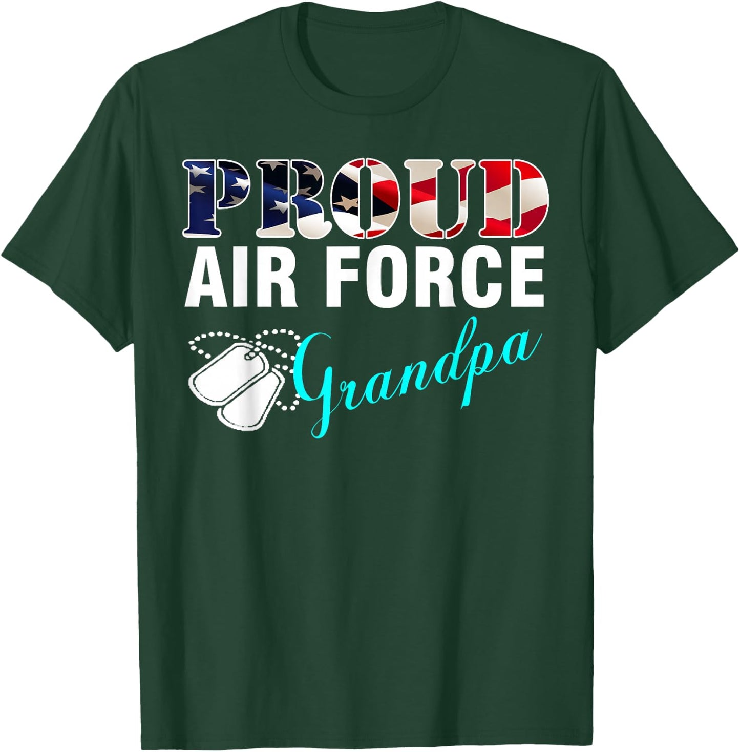 Vintage Proud Air Force Grandpa With American Flag Gift T-Shirt - T-Shirt | Forest
