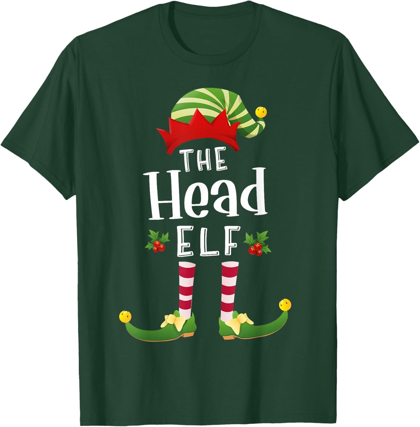 Head Christmas Elf Matching Pajama X-Mas Party T-Shirt - T-Shirt | Forest