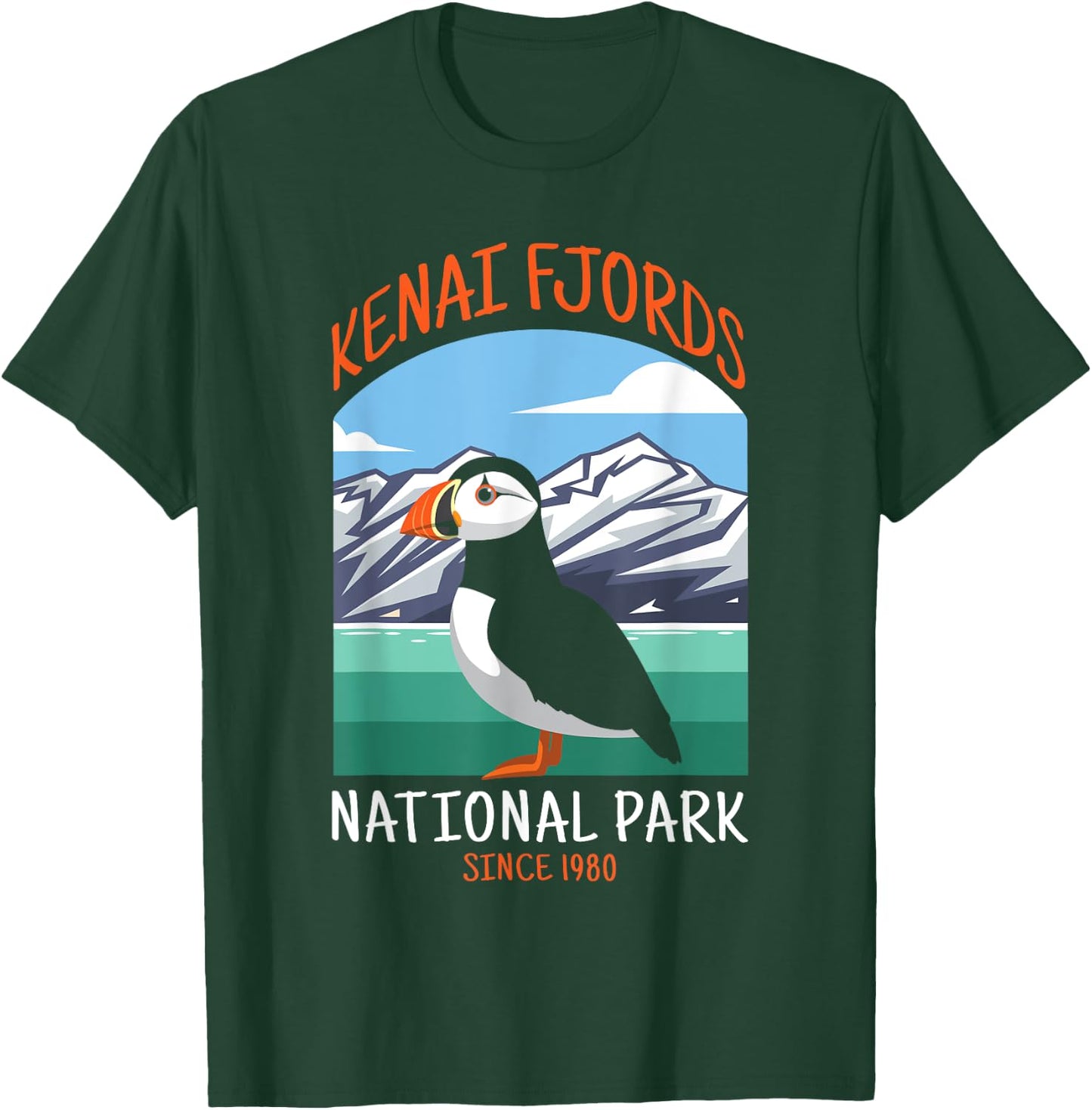 Kenai Fjords National Park US Puffin Bird Alaska T-Shirt - T-Shirt | Forest