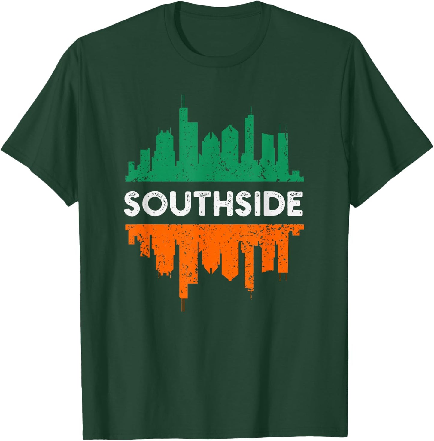 Southside Chicago St Patrick's day parade Irish flag skyline T-Shirt - T-Shirt | Forest