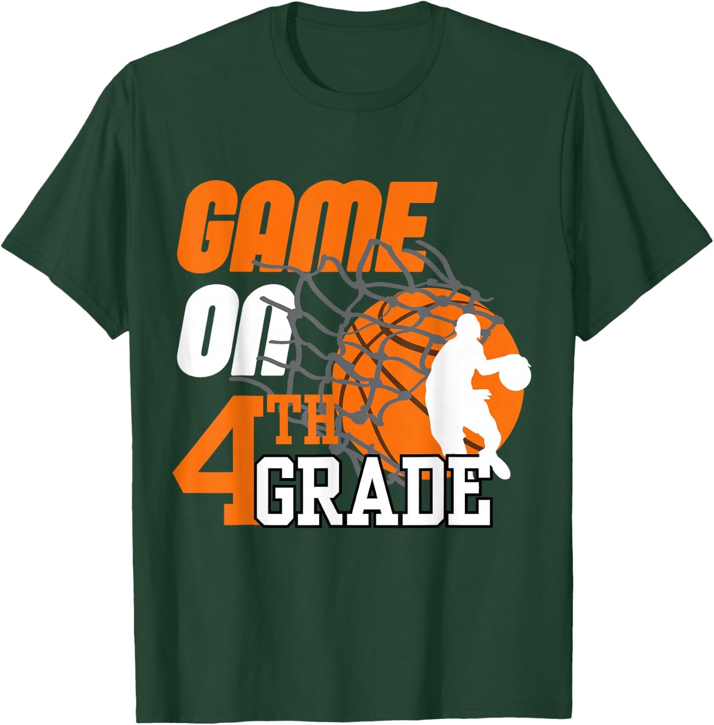 Boys Game On 4th Grade Basketball Back To School Teacher Kid T-Shirt - T-Shirt | Forest