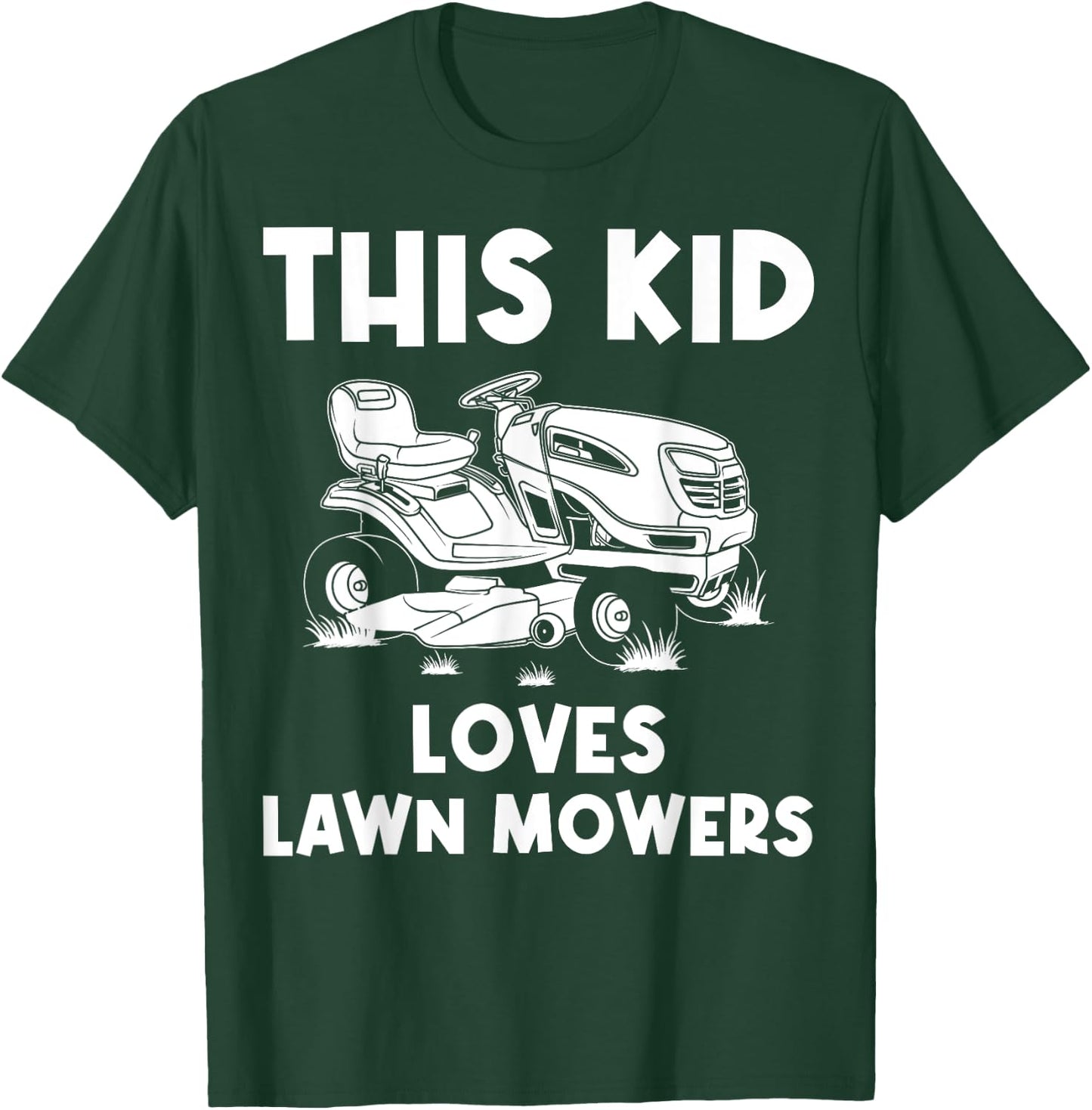 Funny Lawn Mowing Gift Kids Lawn Mower Farm Gardening T-Shirt - T-Shirt | Forest