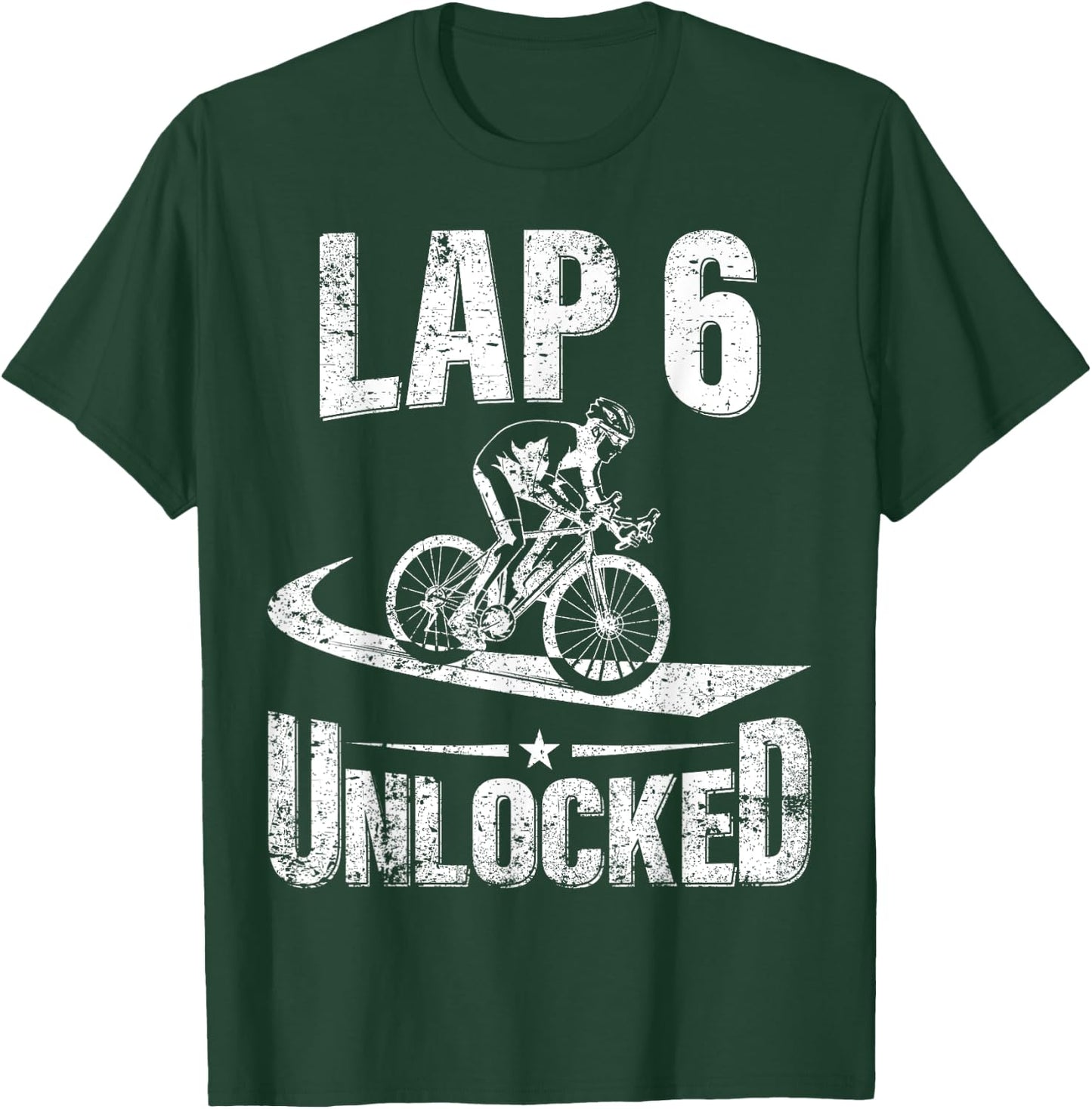 6th Birthday Party Lap 6 Unlocked 6 Year Old Cyclist Bike T-Shirt - T-Shirt | Forest
