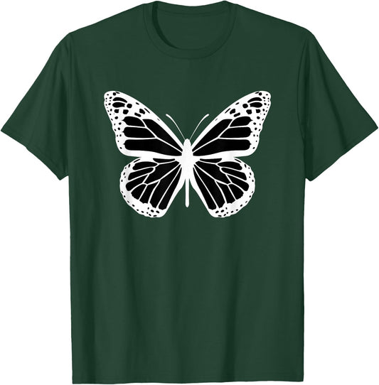 Cute White and Black Butterfly T-Shirt - T-Shirt | Forest