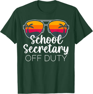 School Secretary Off Duty Sunglasses Beach Sunset Women T-Shirt - T-Shirt | Forest
