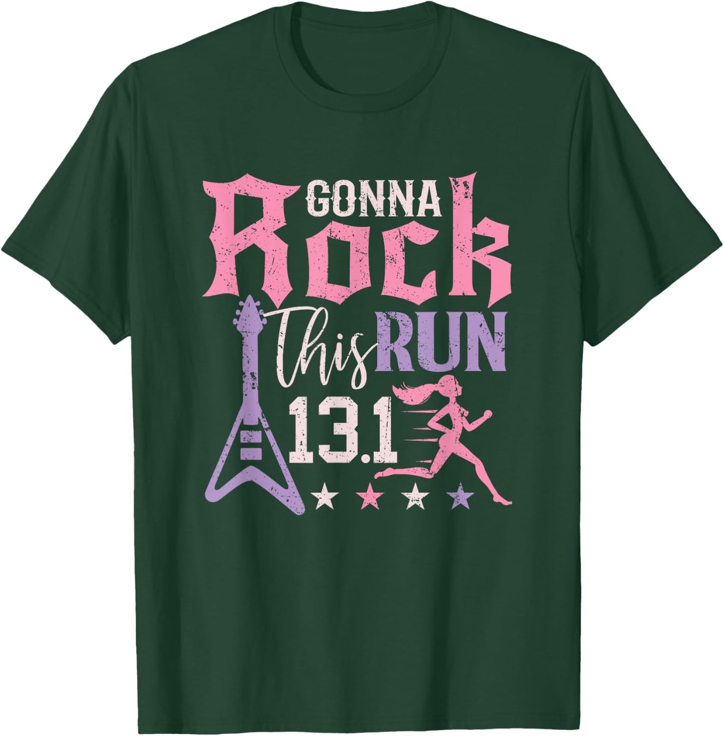 13.1 Half Marathon Shirt Women Runner Rock Running Athlete T-Shirt - T-Shirt | Forest