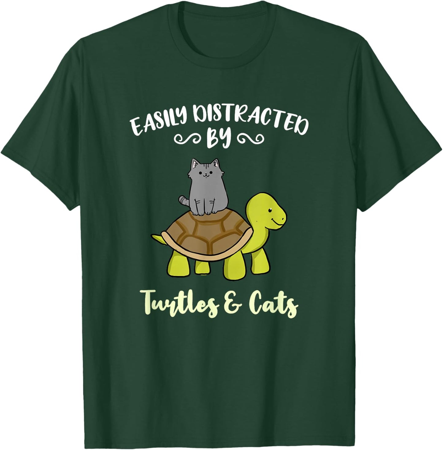 Easily Distracted By Turtles And Cats T-Shirt - T-Shirt | Forest