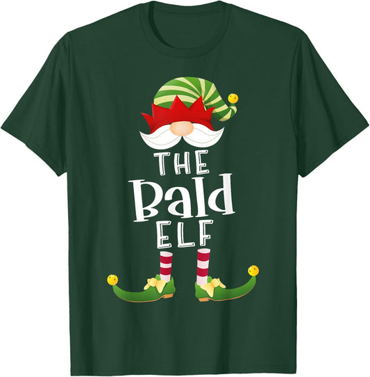 Bald Elf Group Christmas Funny Pajama Party T-Shirt - T-Shirt | Forest