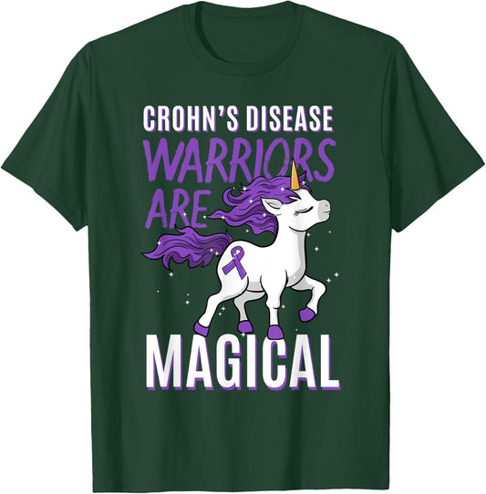Crohn's Disease Awareness Regional Enteritis Unicorn Lover T-Shirt - T-Shirt | Forest