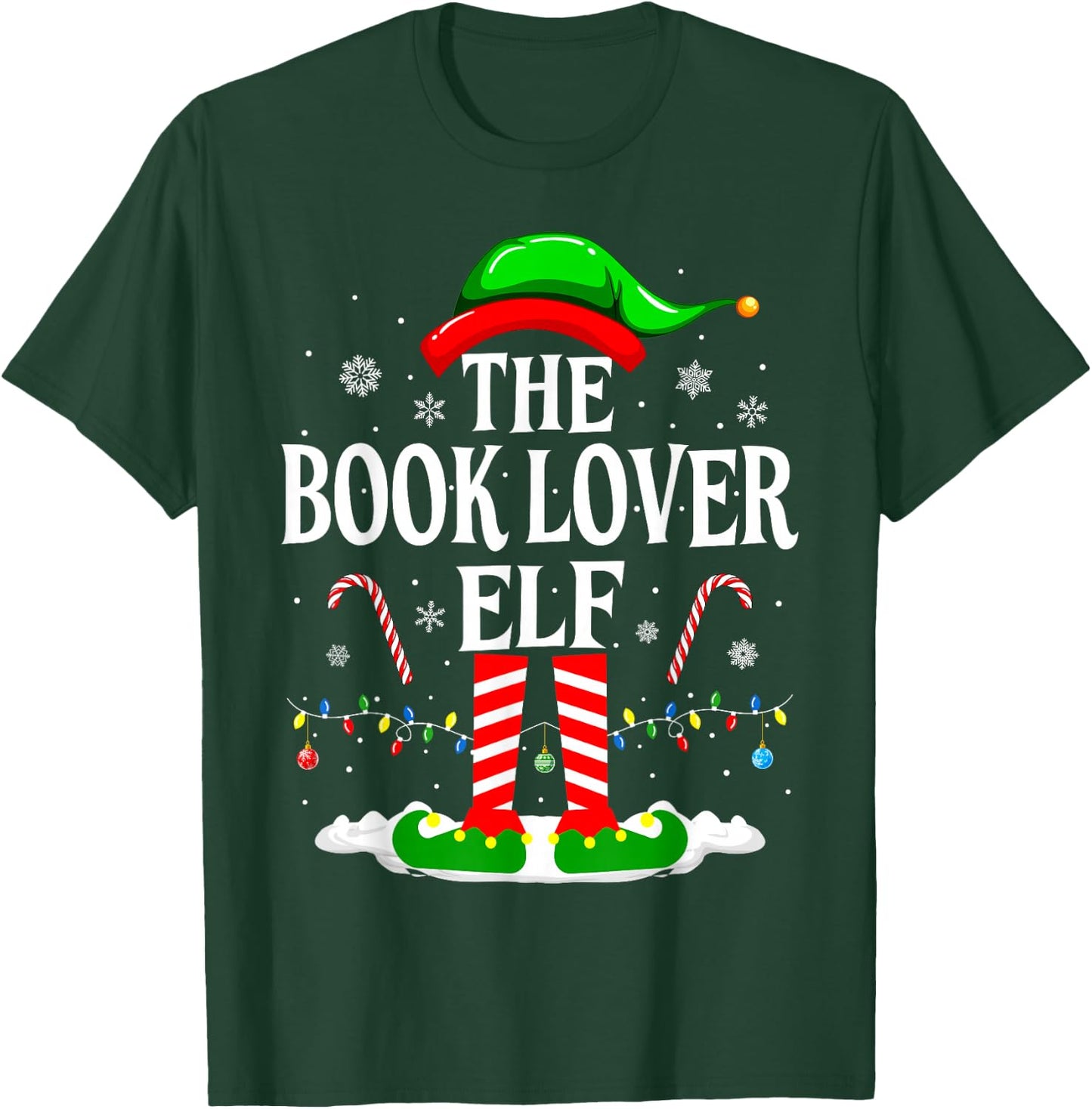 The Book Lover Elf Xmas Funny Reading Book Christmas Books T-Shirt - T-Shirt | Forest