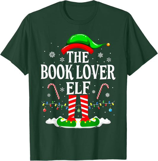 The Book Lover Elf Xmas Funny Reading Book Christmas Books T-Shirt - T-Shirt | Forest