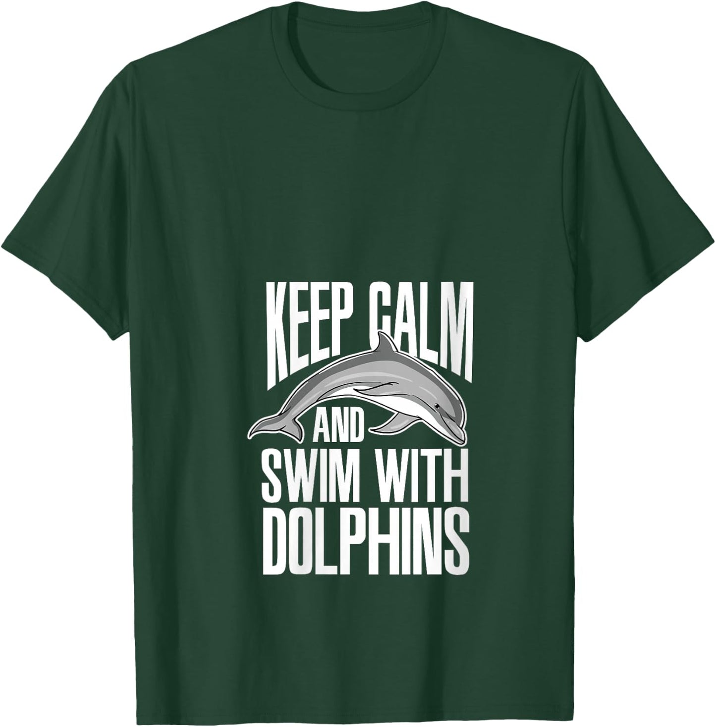 Keep Calm And Swim With Dolphins Cute Dolphin V-Neck T-Shirt - T-Shirt | Forest