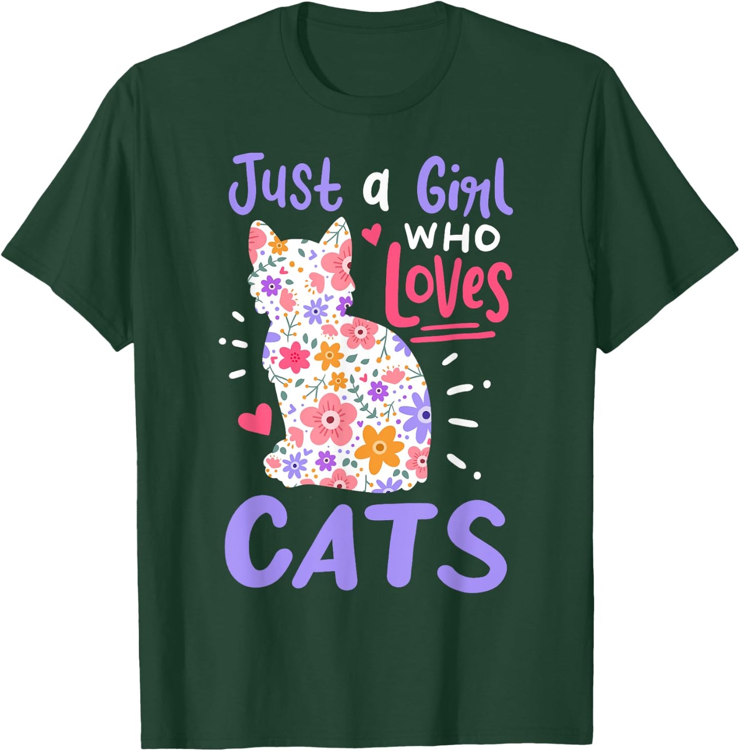 Cat Just A Girl Who Loves Cats Gift Cat Lovers T-Shirt - T-Shirt | Forest