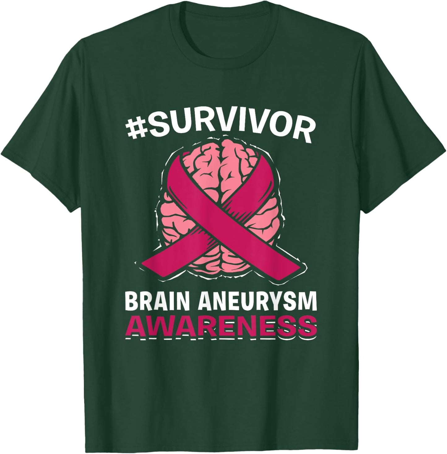 Brain Aneurysm Awareness Burgundy Aortic Brain Survivor T-Shirt - T-Shirt | Forest