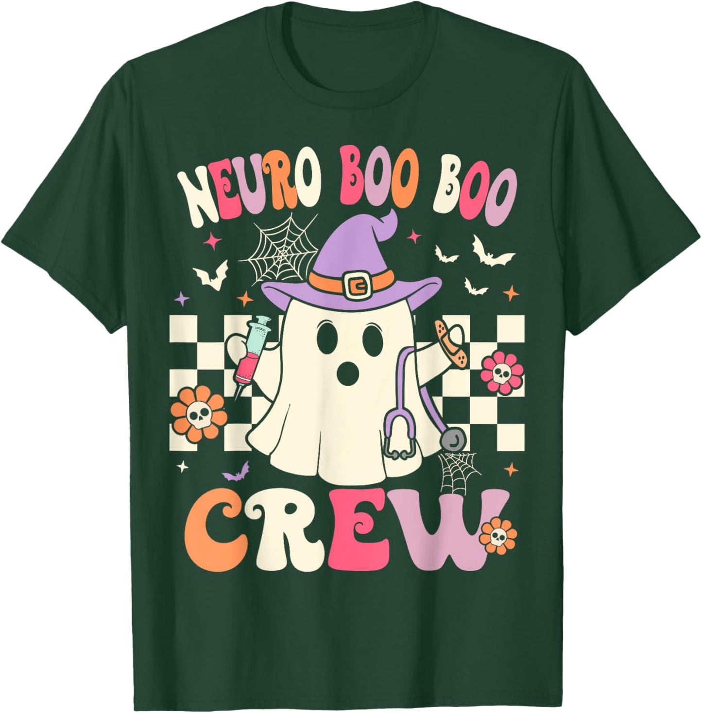 Groovy Neuro Nurse Halloween Ghost Neurology Nurse T-Shirt - T-Shirt | Forest