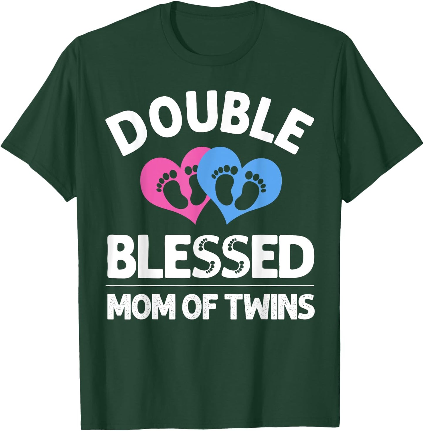 Cute Double Blessed Expectant Humor Lover Designs Funny New Mom Of Twins Gift Mother Announcement ,black,Small T-Shirt - T-Shirt | Forest