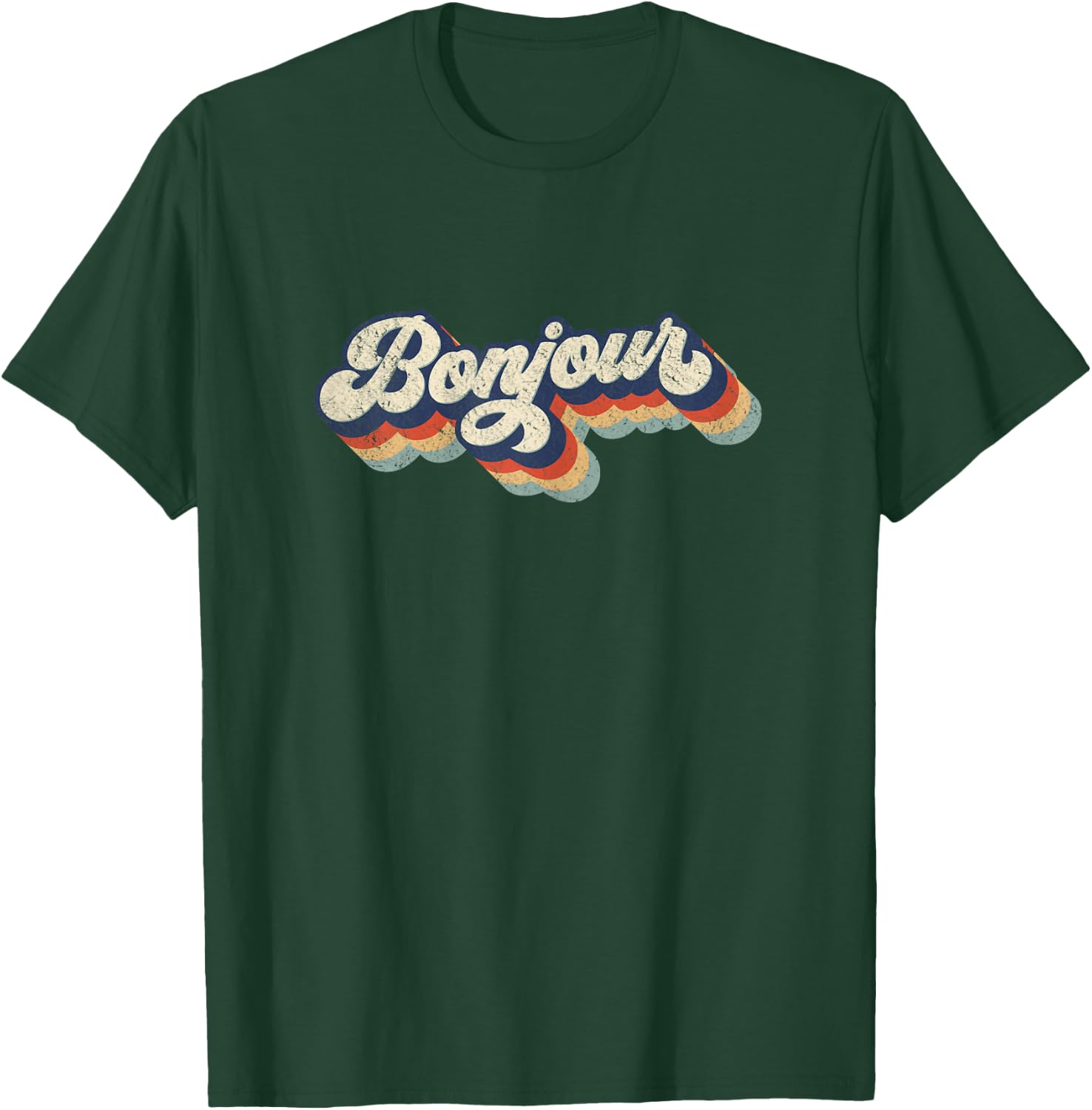 Bonjour Retro Vintage Style Graphic Design T-Shirt - T-Shirt | Forest