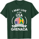 May Live In The USA But My Story Began In Grenada Flag Gift T-Shirt - T-Shirt | Forest