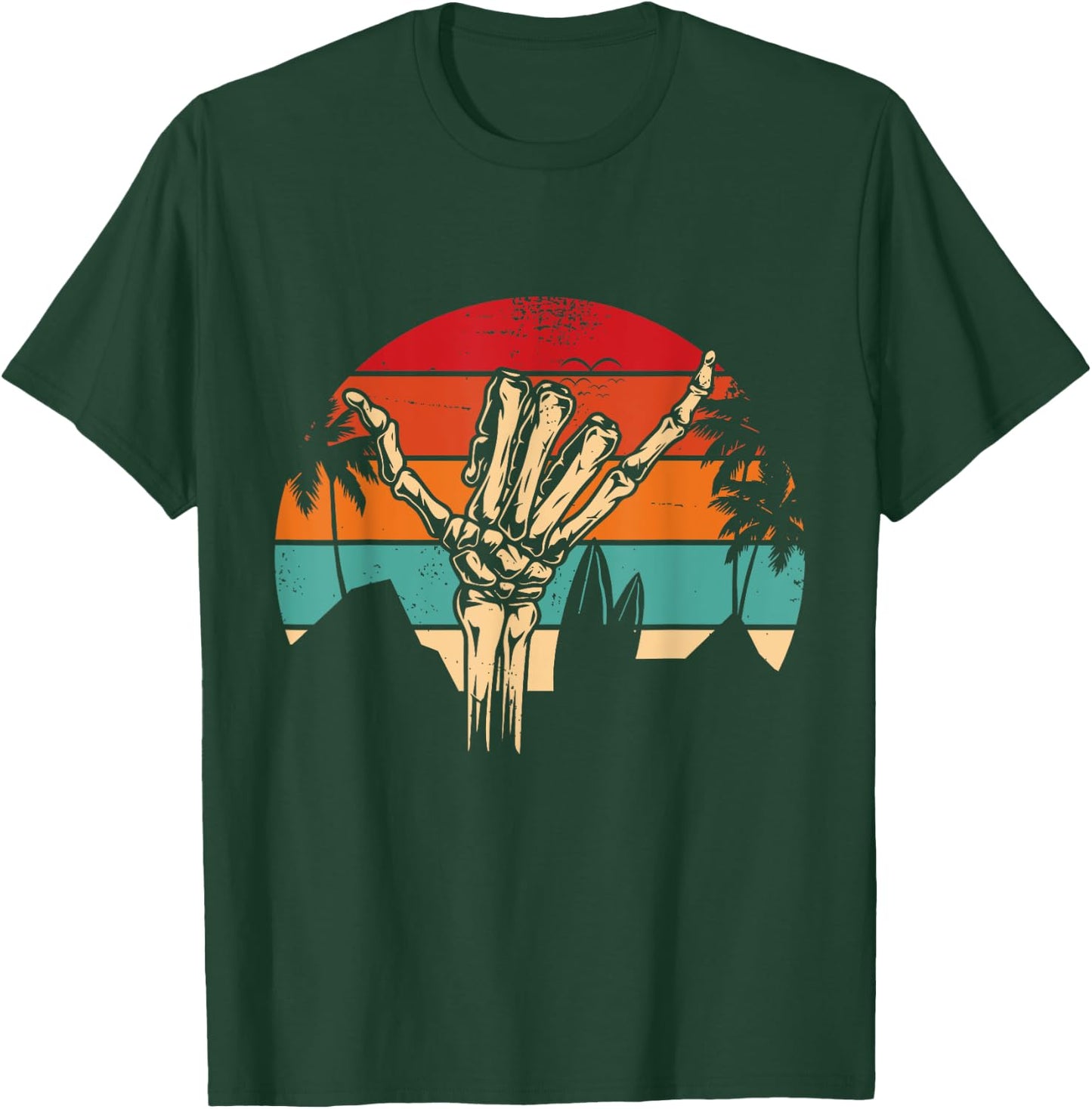 Shaka Sign Vintage Skeleton Hand - Surfing & Surf T-Shirt - T-Shirt | Forest